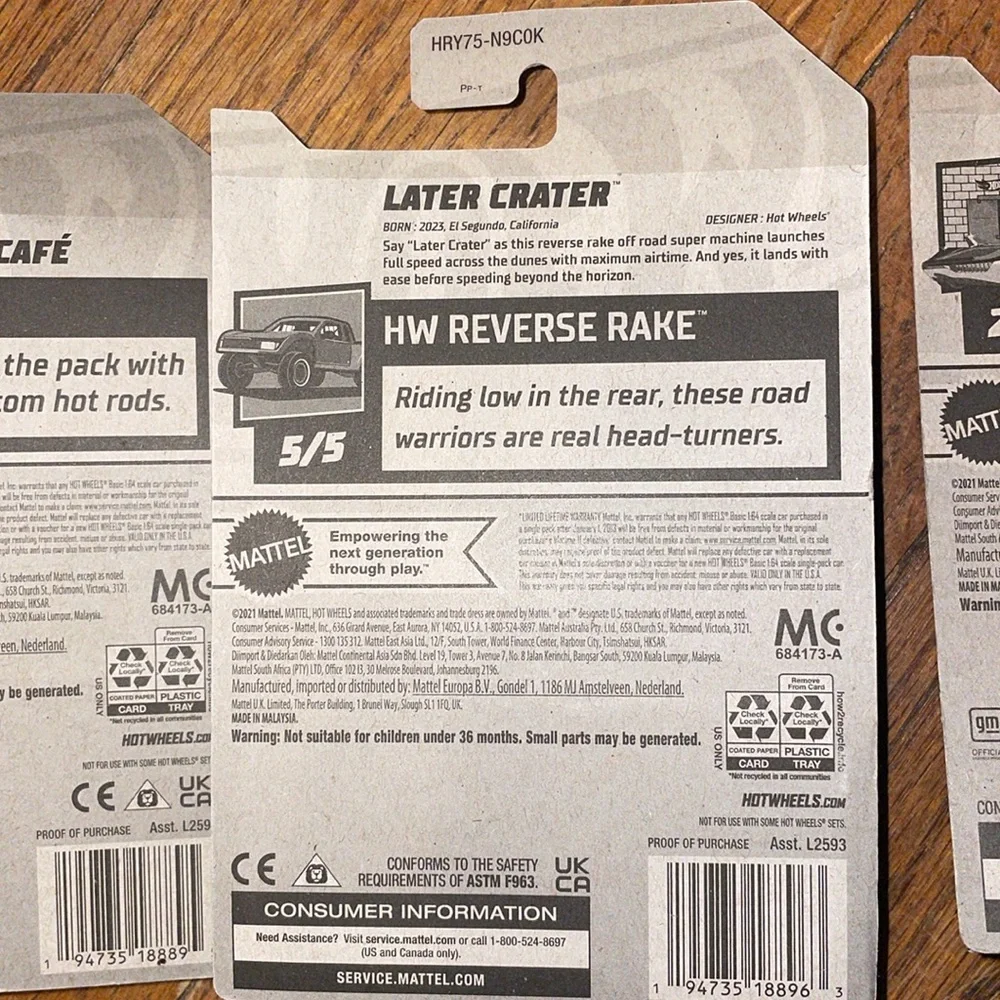 •HOT WHEELS•NIB BUNDLE OF 3-HOT WHEELS CARS MOTORCYCLE, CAMARO, & LATER CRATER